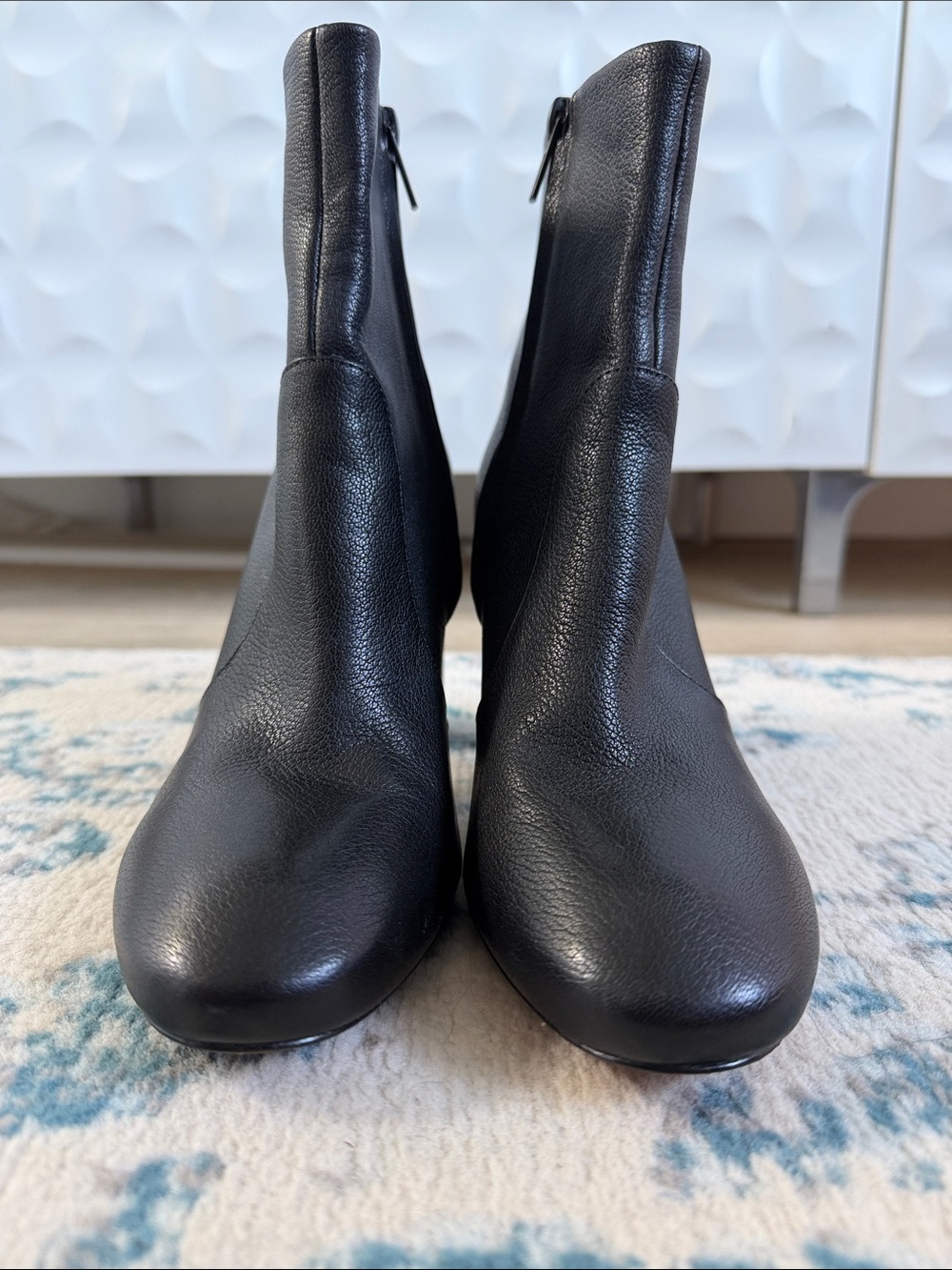 Vince Black Leather Ankle Booties with Side Zip